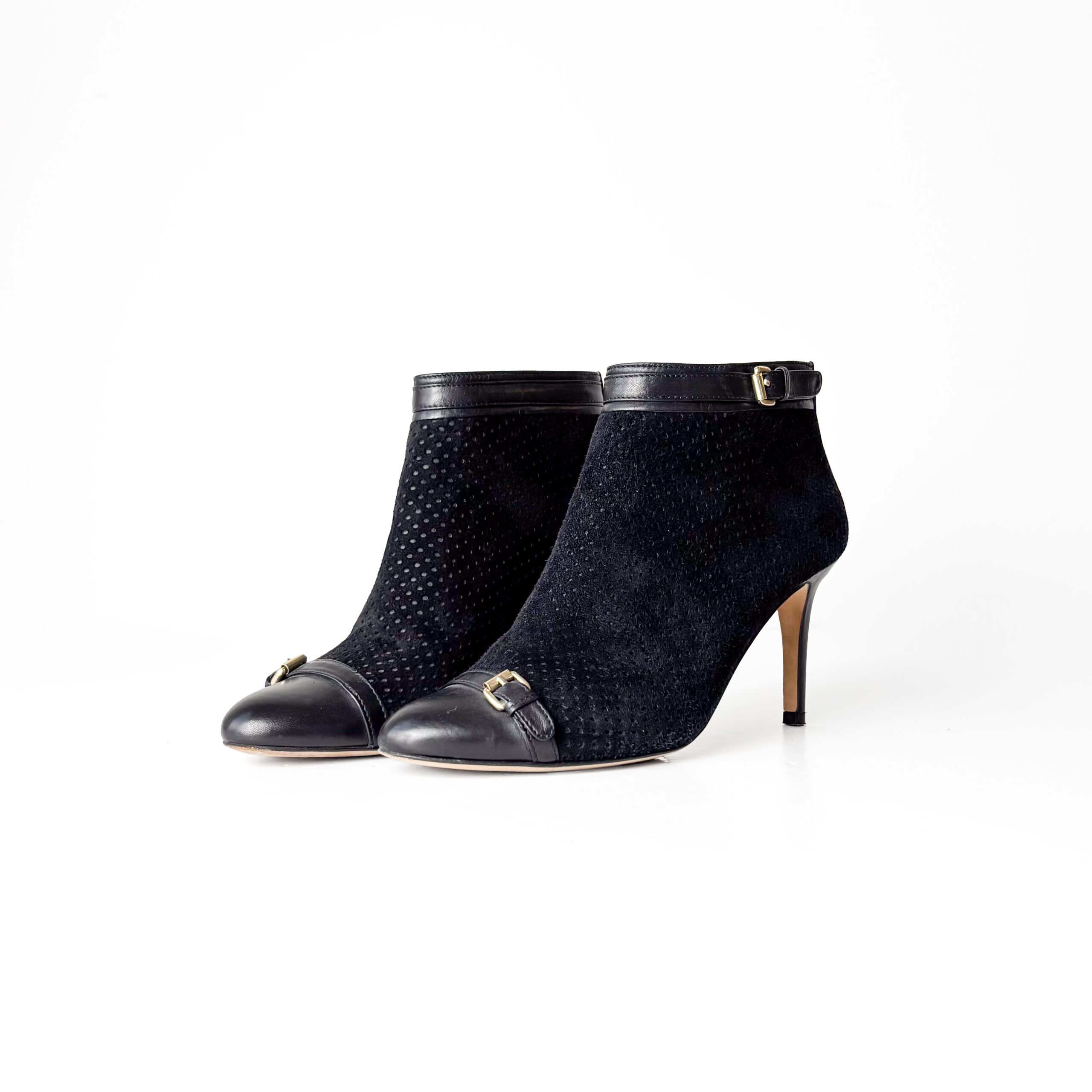 IMG_0894 CH Carolina Herrera Black Leather Ankle Boots - Image 1