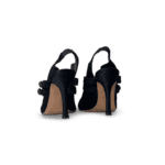 Carolina Herrera Black Leather Trim Multistrap Slingback Sandals - Image 6