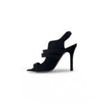 Carolina Herrera Black Leather Trim Multistrap Slingback Sandals - Image 4