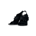 Carolina Herrera Black Leather Trim Multistrap Slingback Sandals - Image 2