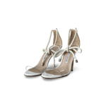 Manolo Blahnik PVC Patent White Leather Strap Ankle Tie Heels