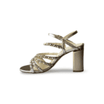 Chanel Gold Lame Goatskin Chain Sandals Size 39 - Image 4
