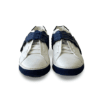 Fendi White/Blue Leather and Croc Strap Low-Top Sneakers - Image 2