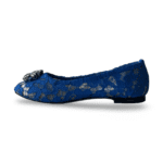 Dolce & Gabbana Blue Lace Crystal Embellished Taormina Ballet Flats Size 31 - Image 3