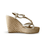 Louis Vuitton Beige Canvas Medallion Leather Detail Espadrille Wedge (Size 38) - Image 5