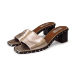 Valentino Poudre Leather Soul Rockstud Slide Mules Size 39 Bronze