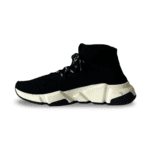 Balenciaga Black Knit Fabric Speed Lace Up Sneakers Size 37 - Image 3