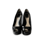 Dior Black Patent Leather Peep Toe Platform Pumps Size 38 - Image 3
