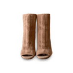 Gianvito Rossi Beige Knit Fabric Open Toe Ankle Boots (Size 37.5) - Image 3
