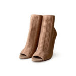 Gianvito Rossi Beige Knit Fabric Open Toe Ankle Boots (Size 37.5)