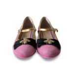 Gucci Pink Leather Girl's Shoes with Black Bow and Bee Logo (Size 31) - Image 2