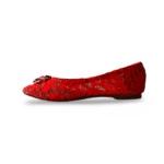 Dolce & Gabbana Red Lace Crystal-Embellished Taormina Ballet Flats (Size 31) - Image 3