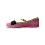 Gucci Pink Leather Girl's Shoes with Black Bow and Bee Logo (Size 31) - Image 3