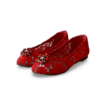 Dolce & Gabbana Red Lace Crystal-Embellished Taormina Ballet Flats (Size 31)