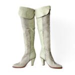 Chloe Light Green/Brown Suede and Leather Knee Length Boots Size 37.5 - Image 4