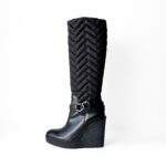 Moncler Black Quilted Down-filled Cernobbio Knee Length Boots Size 38 - Image 2