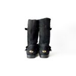 Jimmy Choo Black Suede Leather Biker Boots with Gold Buckles and Shearling Lining Size 38.5 - Image 3