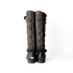 Jimmy Choo Brown Leather Knee Length Boots with Gold Buckles and Shearling Lining Size 38.5 - Image 3