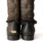 Jimmy Choo Brown Leather Knee Length Boots with Gold Buckles and Shearling Lining Size 38.5 - Image 6