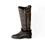 Jimmy Choo Brown Leather Knee Length Boots with Gold Buckles and Shearling Lining Size 38.5 - Image 2