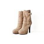 Jimmy Choo Beige Suede Shearling Dylan Boots Size 39.5