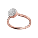 Monica Vinader Nura Mini Pebble Stacking Ring in 18k Rose Gold Vermeil & Diamond - Image 2