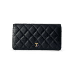 Chanel Black Quilted Caviar Leather L Yen Continental Wallet