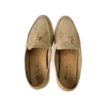 Loro Piana Women's Summer Charms Walk Suede Loafers Size 37.5 with Gold Tone Metal Charm - Image 8