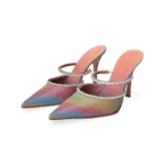 Amina Muaddi Gilda 95 Mules in Holographic Leather