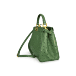 Fendi Green Ostrich Leather Mini Peekaboo Top Handle Bag - Image 3