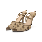 Fendi Beige Mesh and Satin Colibri Pumps