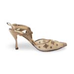 Fendi Beige Mesh and Satin Colibri Pumps - Image 6