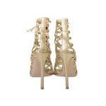 Gianvito Rossi Gold Leather Strappy Lace Up Sandals/Nappa Silk Mekong Size 38 - Image 4