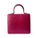 S'uvimol Crocodile F Square Top Handle Bag - Pink with Silver Interior - Image 2