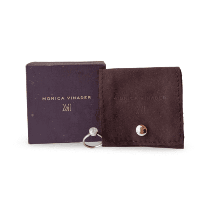 Monica Vinader Nura Mini Pebble Stacking Ring in 18k Rose Gold Vermeil & Diamond