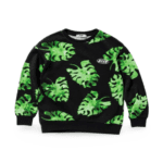 MSGM Kids Black/Green Cotton Leaf Print Logo Sweatshirt & Short Size 10