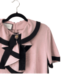 Pre-Loved Gucci Pink and Black Jersey Ruffle Front Dress - Size XL - Image 2