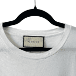 Pre-Loved Gucci White Logo Printed Cotton Distressed T-Shirt - Size S - Image 2