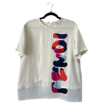 Pre-Loved Fendi White Appliqué Logo Silk Top - Size 48