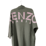 Pre-Loved Kenzo Dark Green Logo Print Cotton V-Neck Sweatshirt - Size M - Image 2