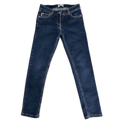 Pre-Loved Moschino Kids Denim Blue Jeans with Double Hearts Motif – Size 8/128