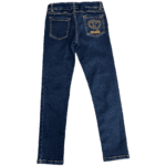 Pre-Loved Moschino Kids Denim Blue Jeans with Double Hearts Motif – Size 8/128 - Image 3