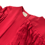 Pre-Loved Gucci Ruffled Silk-Georgette Hibiscus Red Dress – Size 10 - Image 3