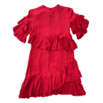 Pre-Loved Gucci Ruffled Silk-Georgette Hibiscus Red Dress – Size 10 - Image 2