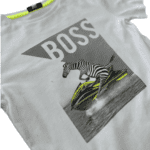 Pre-Loved Boss Boys White Cotton Zebra Print T-Shirt & Gray Shorts – Size 6 (114 cm) - Image 2