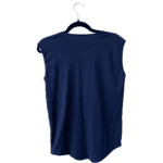 Pre-Loved Balmain Navy Silver Foil Logo Military Button Shoulder Tank Top – Size S - Image 2