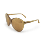 Linda Farrow Gold/Beige Snakeskin Embossed Round Glasses