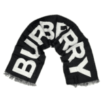 Burberry Wool Jacquard Logo Black Scarf