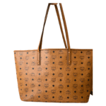 MCM Anya Cognac Monogram Medium Top-Zip Shopper Bag Tote with Zipper Clutch - Image 2