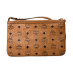 MCM Anya Cognac Monogram Medium Top-Zip Shopper Bag Tote with Zipper Clutch - Image 5
